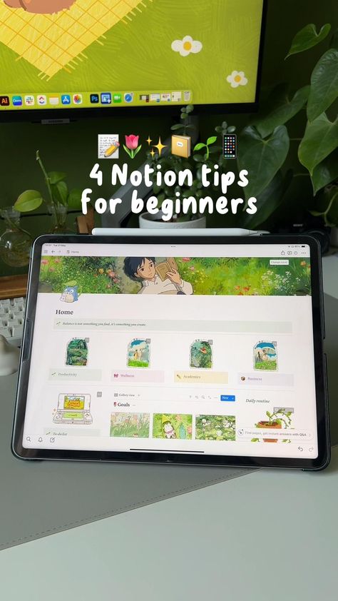 Introducing the Ultimate Notion Life Planner - the all-in-one Notion dashboard for organising all aspects of your life. With this aesthetic Notion Template you can easily organise your personal and work life, your business or studies, all in one place. Also this is the best Notion planner for Studio Ghibli and Cottagecore fans. Aesthetic Home Page, Cute Notion Template, Monthly Planner Notion, Home Notion Template, Blue Notion Template, Notion Templates Aesthetic, Notion Template Ideas Personal, Notion Tutorial, Notion Template Work