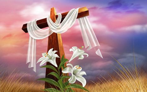 Religious Wallpaper, Happy Easter Pictures, Ascension Day, Happy Easter Sunday, Easter Backgrounds, Cross Wallpaper, Easter Quotes, Easter Wallpaper, Easter Lily