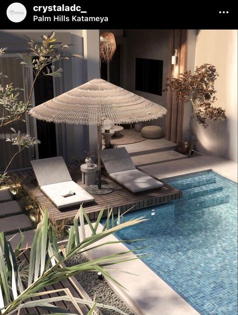 Tiny Villa, Homemade Pools, Patio Layout, Courtyard Gardens Design, Beach House Exterior, Outdoor Deco, Patio Inspiration, Casas Coloniales, Kids Interior Room