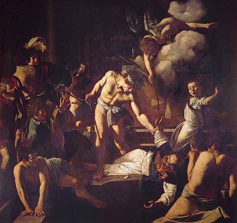 The Martyrdom of Saint Matthew, 1598–1600  Caravaggio (Michelangelo Merisi) (Italian, Lombard, 1571–1610)  Oil on canvas; 323 x 343 cm  Contarelli Chapel, Church of San Luigi dei Francesi, Rome Michelangelo Caravaggio, Caravaggio Paintings, Giuseppe Arcimboldo, Michael Angelo, Istoria Artei, Saint Matthew, Baroque Painting, Web Gallery, Baroque Art