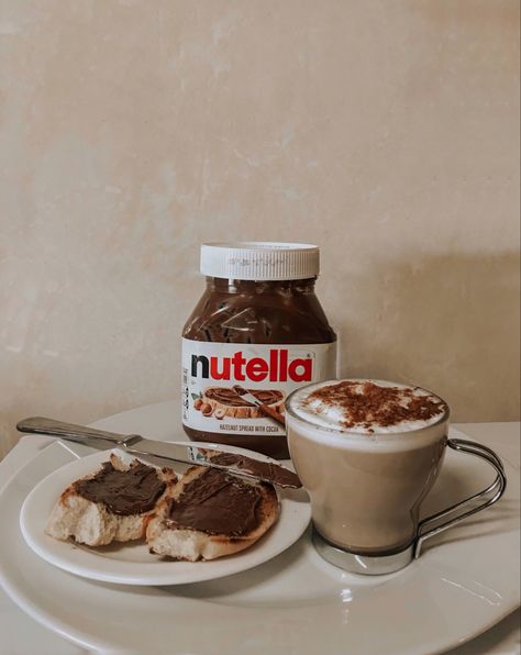 Nutella, coffee, snack, aesthetic Nutella Aesthetic, Nutella Food, Nutella Coffee, Snack Aesthetic, Nutella Brownies, Hazelnut Spread, Hazelnut, Nutella, Vitamins