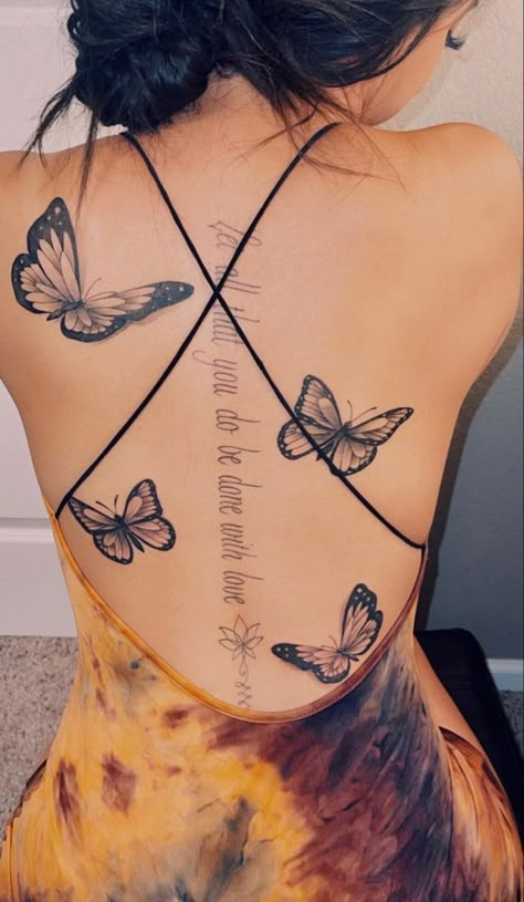 Easy Tattoo, Butterfly Back Tattoo, Cute Hand Tattoos, Pretty Hand Tattoos, Butterfly Tattoos For Women, Tattoos For Women Flowers, Hip Tattoos Women, Spine Tattoos For Women, Tattoo Simple