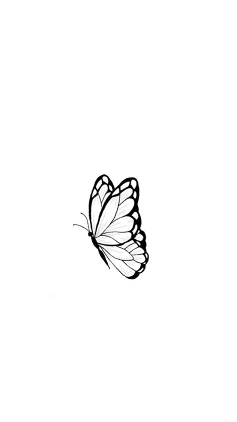 One Sided Butterfly Tattoo, Folded Butterfly Tattoo, Profile Butterfly Tattoo, Butterfly Landing Tattoo, Butterfly Tattoo Side View, Black Butterfly Outline, Butterfly Side Profile, Butterfly Flying Tattoo, Tm Tattoo