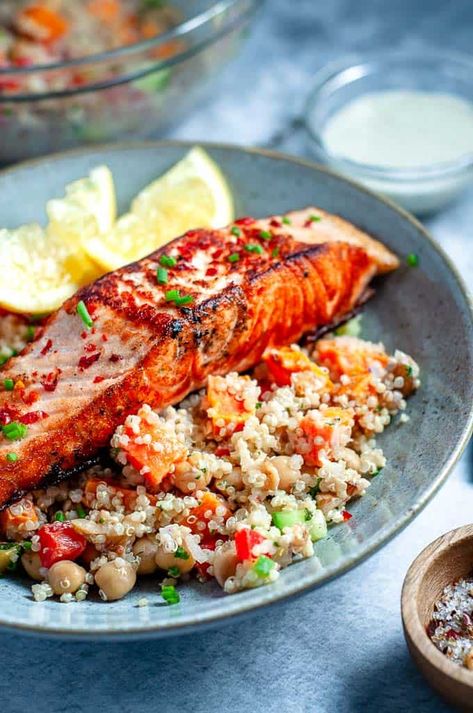 Salmon Quinoa Salad Salmon Asparagus Quinoa, Salmon And Quinoa Salad, Salmon With Quinoa Salad, Quinoa Salad With Salmon, Quinoa With Salmon, Salmon With Quinoa Recipe, Salmon Quinoa Recipes, Quinoa And Salmon Recipes, Salmon And Quinoa Recipes