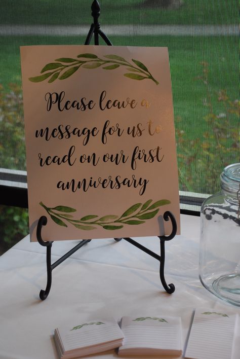 Please leave a message for us to read on our first anniversary. First Wedding Anniversary Decorations, Leave Us A Message Wedding, First Anniversary Message, Engagement Message, Our First Anniversary, Anniversary Letter, Kansas Wedding, Reception Activities, 25 Anniversary