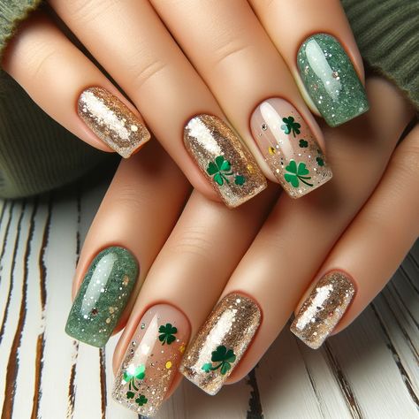 15 St. Patrick's Day Nail Art Ideas to Celebrate the Irish Holiday Easter And St Patricks Day Nails, St Patrick Nails Design, Celtic Nail Art, St Patrick’s Nail Designs, Shamrock Nails Design, St Patricks Day Nails Gel, March Nails Ideas St. Patrick's Day, Irish Nail Designs, St Patricks Day Nails Design