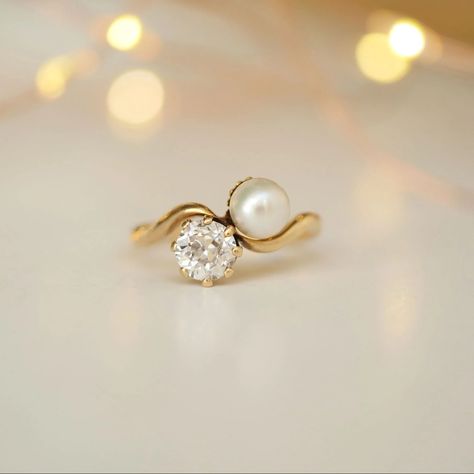 Pearl Diamond Wedding Ring, Pearl Gold Engagement Ring, Pearl Diamond Engagement Ring, Engagement Rings With Pearls, Diamond And Pearl Engagement Ring, Pearl Wedding Rings, Pearl And Diamond Engagement Ring, Berlinger Jewelry, Wedding Rings Pearl