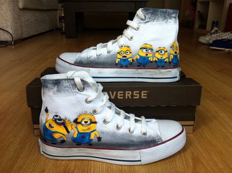 Despicable Me 2, Minion Shoes, minion converse, custom converse, hand painted converse- Painted Converse,Painted Shoes,minions converse,minions shoes, minions custom converse,customized converse,minions,minion,shoes,sneakers,painted,zapatos,cipos,minion schuhe,les minions,die minions,minion chaussures,converse One Direction Shoes, Minion Shoes, Custom Converse Shoes, Fabric Pens, Cool Converse, Jordan Swag, Shoe Painting, Painted Converse, Minions Love