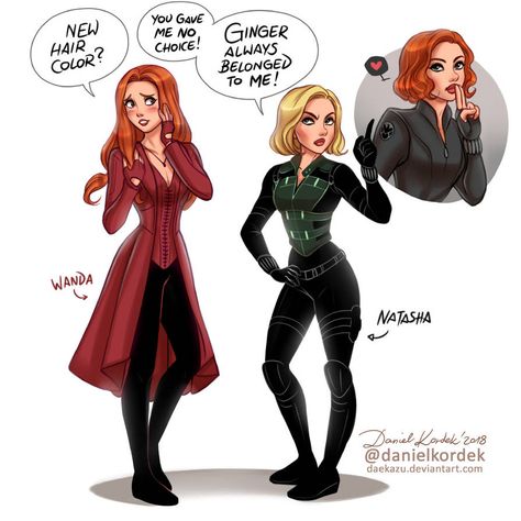 Loki X Wanda Fanart, Marvel Women Art, Wanda X Natasha, Scarlet Widow, Avengers Wanda, Best Hair Color, Scarlet Witch Marvel, Marvel Fan Art, Black Widow Marvel