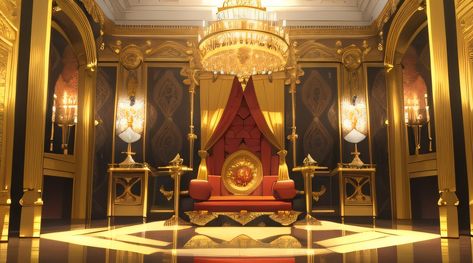 Dnd Backgrounds, Royal Chair, Gacha Backgrounds, Anime City, Throne Chair, Throne Room, King Queen, Digital Painting, Poker