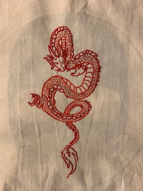 Easy Hoodie Embroidery, Dragon Stitch Pattern, Dragon Embroidery Simple, Mythology Embroidery, Pixie Embroidery, Dragon Embroidery Pattern, Chinese Dragon Embroidery, Dragon Embroidery Design, Bat Embroidery