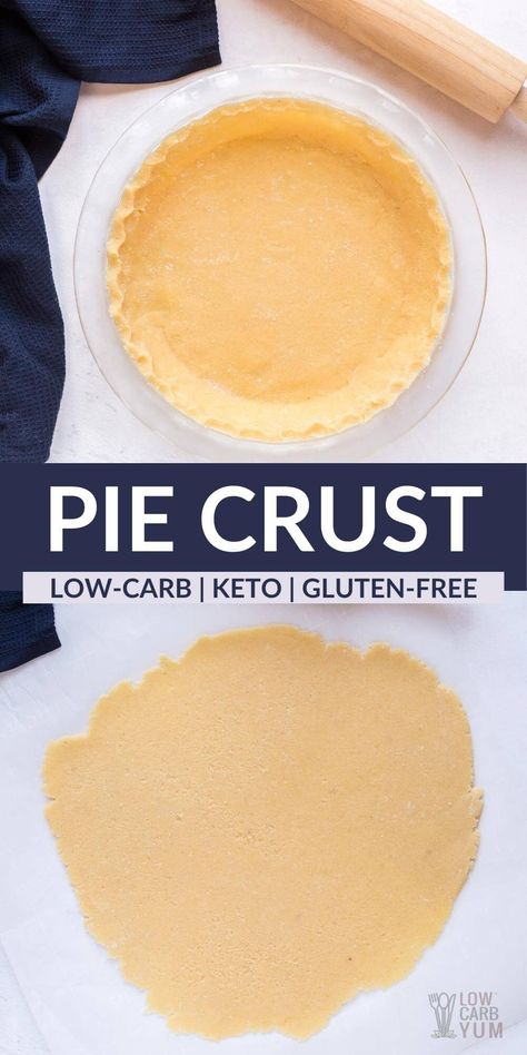 You'll love the flaky texture of this easy gluten-free keto pie crust. The recipe is perfect for all your low-carb sweet or savory pies. Sugar Free Pie Crust Recipe, Keto Pie Crust Recipes, Sugar Free Pie Crust, Lite Desserts, Keto Pie Crust, Keto Pastry, Coconut Pie Crust, Keto Pies, Almond Flour Pie Crust