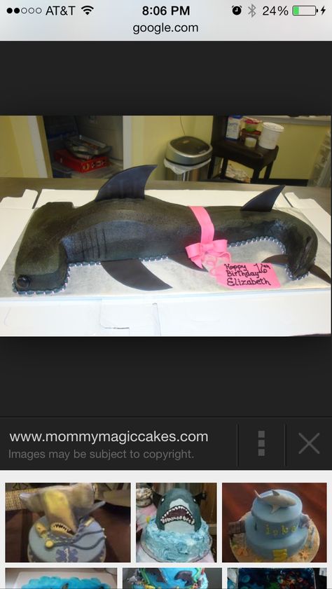 Hammerhead shark cake- if only I were this talented! Hammerhead Shark Cake, Hammerhead Shark Birthday, Hammerhead Shark Birthday Cake, Shark Cake Diy, Easy Shark Cake Ideas, Realistic Shark Cake, Shark Food, Shark Cakes, Thomas Birthday Parties