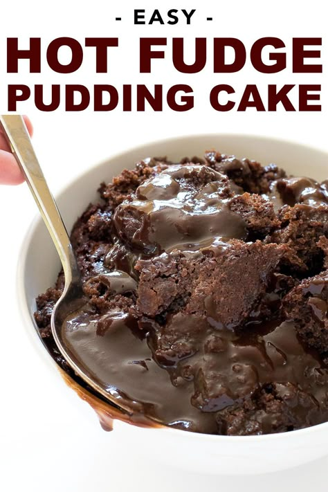 Hot Fudge Pudding Cake Recipe, Hot Fudge Pudding Cake, Hot Fudge Pudding, Fudge Pudding Cake, Chocolate Pudding Cake Recipe, Fudge Pudding, Hot Fudge Topping, Hot Fudge Cake, Chocolate Peanut Butter Desserts