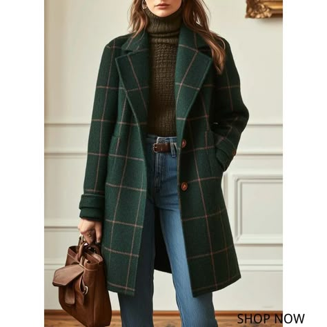 Futario Early Autumn Outfit, Lapel Jacket, Early Autumn, Tweed Coat, Evening Attire, Wool Plaid, Vintage Wool, Jacket Coat, Chic Outfits