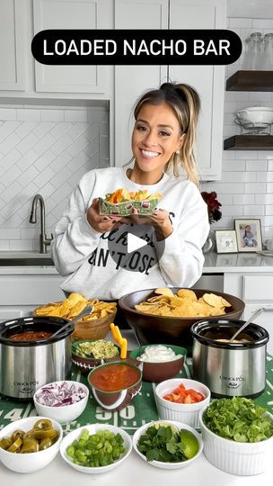 3.3K views · 1K reactions | GAME DAY FOOD SERIES Part 4:  LOADED NACHO BAR 🧀🌶️ nachos are one of my favorite foods & if someone made this, i’d come over every game day 😅🤣

What you need for this easy nacho bar:

Sour cream
Guacamole 
Salsa
Nacho cheese sauce
Can of your favorite chili or homemade
Tortilla chips (I like round ones for nachos)
Doritos 
Lettuce, shredded
Tomatoes, diced
Red onions, diced
Green onions, diced
Cilantro
Pickled jalapeños 
Lime wedges 

Please LIKE, SAVE, and FOLLOW @megsescapades for more easy recipes! ✨

#nachos #loadednachos #gamedayfood #footballfood #nachobar #tailgating #gameday | Meg Smith Easy Nacho Bar, Party Nacho Bar, Recipes Nachos, Nacho Bar Party, Nachos Recipe Beef, Salsa Nachos, Easy Nachos, Doritos Nachos, Homemade Tortilla