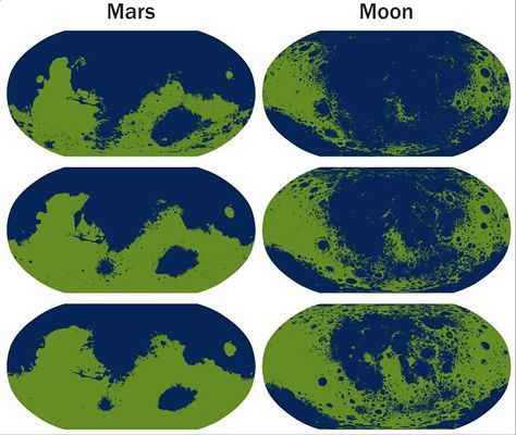 Terraforming Hypothetical Land Formations Planet Map, Mars Moons, Continents And Oceans, Other Planets, World Map Design, Imaginary Maps, Fantasy World Map, Fantasy City, Common Themes