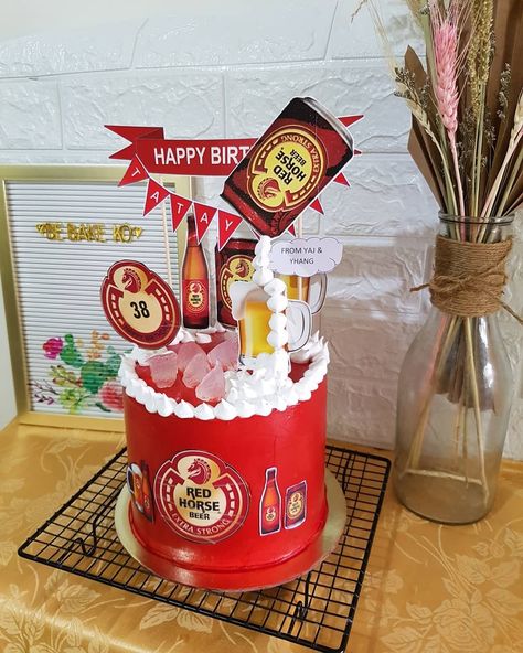 Red Horse Beer Cake, Red Horse Cake, Beer Cakes, Makeup Printables, Christmas Stickers Printable, Horse Cake Toppers, Beer Mug Cake, Diy Cakes, 51 Birthday