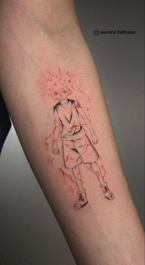 Killua Tattoo, Hunter X Hunter Tattoo, Nova Tattoo, Hunter Tattoo, Yakuza Tattoo, Red Lightning, Killua Zoldyck, Hunter Hunter, Art Basics