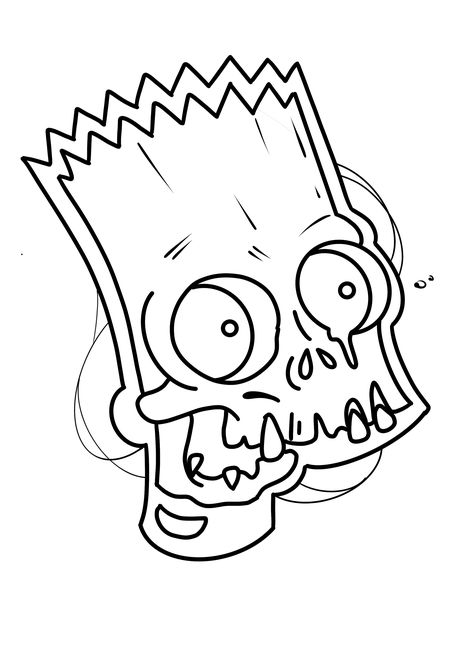 Skull Outline, Gangster Drawings, Simpson Art, Bart Simpson Art, Tiny Tats, Nightmare Before Christmas Drawings, Half Sleeve Tattoos Drawings, Skull Stencil, Trippy Drawings