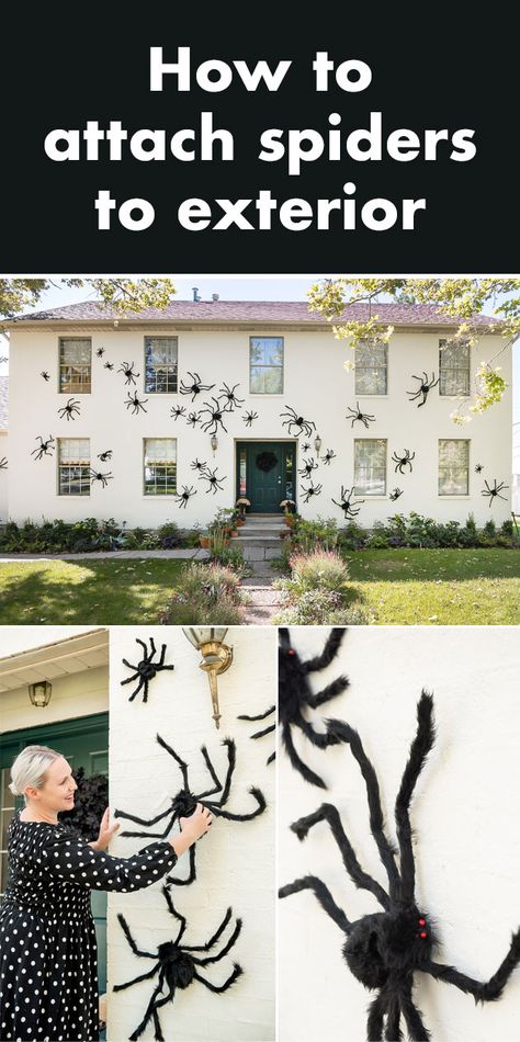 Diy Spider Decorations, Exterior Halloween Decorations, Halloween Exterior, Glamorous Halloween, Pfp Halloween, Spider House, Halloween Outfit Ideas, Halloween Decorations Ideas, Outdoor Halloween Decor