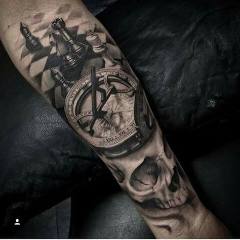 BAD ASS!!!!!! Bjj Tattoo, Chess Piece Tattoo, Cloud Tattoo Sleeve, Chess Tattoo, Realistic Butterfly Tattoo, Evolution Tattoo, Tattoo Sleeve Filler, Piece Tattoo, Alphabet Tattoo Designs