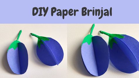 How to make paper brinjal | paper vegetables for school projects | diy paper craft Paper Vegetables Craft, Origami Vegetables, Paper Vegetables, Vegetable Crafts, Paper Fruit, Plant Activities, Plum Fruit, Plant Crafts, Paper Craft Ideas