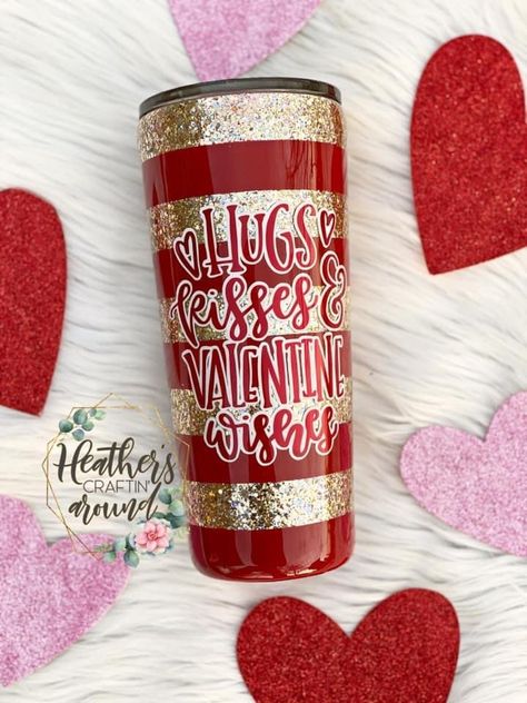 Valentine Glitter Tumbler, Cup Inspiration, Valentine Tumbler, Epoxy Tumbler, Vinyl Tumblers, Glitter Tumbler Cups, Yeti Cup, Valentines Ideas, Custom Tumbler Cups