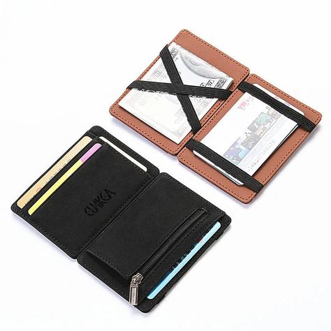 Magic Wallet, Leather Money Clips, Credit Card Holder Wallet, Flip Cards, Man Purse, Pu Leather Wallet, Short Wallet, Coin Bag, Wallet Organization