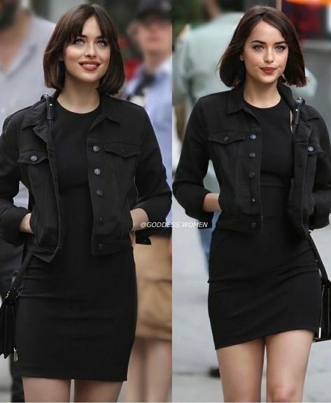 Short Hair Casual Outfit, Black Dress Short Hair, Black Short Hair Outfits, Short Black Hair Outfits, How To Dress With Short Hair, Short Hair With Dress Outfit, Short Hairstyle Women Outfit, Short Hair With Dress, Adult Grunge Outfits