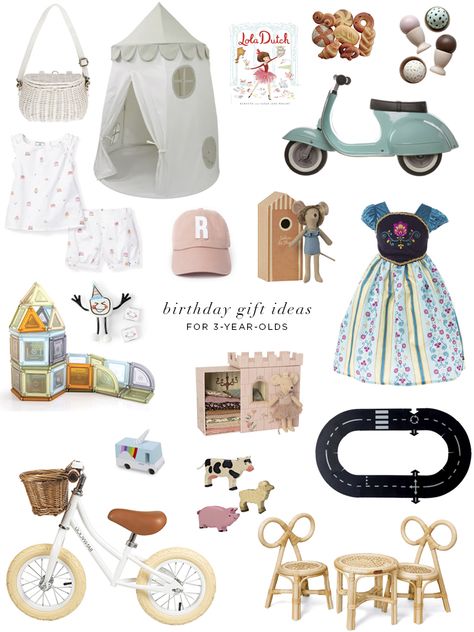 Birthday Gift Ideas for 3-Year-Olds - Danielle Moss Two Year Old Gift Ideas, Three Year Old Christmas Gifts, Best Birthday Gift Ideas, Third Birthday Girl, Girls 3rd Birthday, Ideas Regalo, Toddler Birthday Gifts, Birthday Presents For Girls, 2nd Birthday Gifts