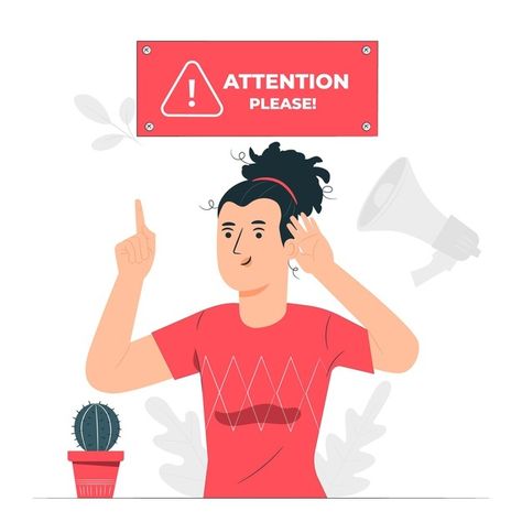 Pay attention concept illustration | Free Vector #Freepik #freevector #people #home #attention Attention Illustration, Hand Lettering Logo, Advertising Flyers, Business Cartoons, Pizza Art, Remove Bg, Illustration Story, Attention Seeking, Pay Attention To Me