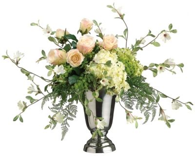 Assorted Rose Floral Arrangement in Vase | Ashley Furniture HomeStore Rose Floral Arrangements, Paper Flower Arrangements, Green Hydrangea, Silk Floral Arrangements, Tulip Bouquet, Silk Plants, Fresh Flowers Arrangements, Silk Flower Arrangements, Silk Flower