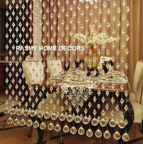 Rasmy Home Decors Customized Crystal Glass Beads Curtain (Pack of 20 Strings) covers 6ft Area Hanging Door Beads, Beaded Curtains Doorway, Beads Curtain, Beaded Door Curtains, Curtain Room Divider, Door Beads, Crystal Curtains, String Curtains, Doorway Curtain