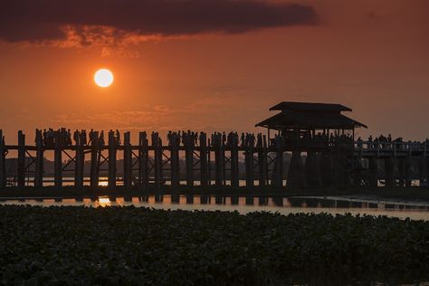 https://flic.kr/p/23kThno | Sunset at the U Bein Bridge in Amarapura, Myanmar Amarapura, Myanmar, Bridge, Van