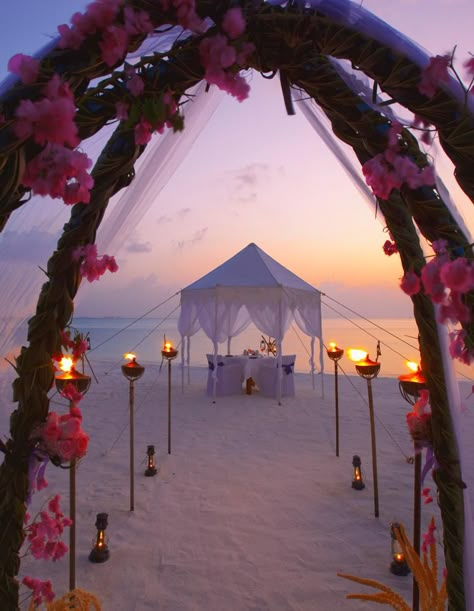 Sunset Beach Wedding at Anantara Dhigu Resort Sunset Beach Weddings, Wedding Setup, Romantic Beach Wedding, Moonrise Kingdom, Beach Wedding Inspiration, Beach Wedding Photos, Romantic Beach, Wedding Set Up, Sunset Wedding