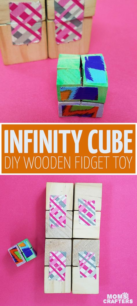 Make this wooden DIY infinity cube - an addictive fidget toy for kids and grown-ups! You'll love this DIY fidget spinner craft alternative - it's great for antsy kids and adult swho need to do something with their hands #fidgettoy #fidgetspinner #infinitycube #diytoy #fidget #diy #craft Diy Infinity Cube, Fidget Diy, Spinner Craft, Homemade Fidget Toys, Fidgets Diy, Diy Fidget Spinner, Infinity Cube, Figet Toys, Diy Fidget Toys