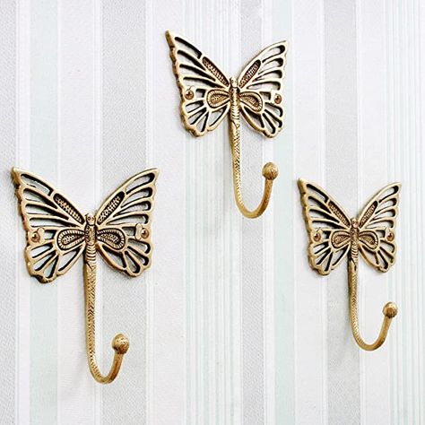 Kids Wall Hooks, Coat Rack Wall Mount, Brass Wall Hook, Butterfly Vintage, Floral Coat, Wall Mounted Hooks, Decorative Wall Hooks, Butterfly Wall Decor, Wall Key Holder