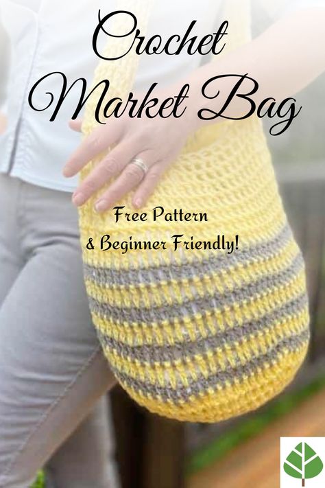 Crochet Market Bag - Free Pattern & Beginner Friendly! Crochet Market Bag Free Pattern, Market Bag Free Pattern, Crochet Crop Top Pattern Free, Bag Free Pattern, Crochet Market, Crochet Crop Top Pattern, Bag Pattern Free, Crochet Market Bag, Crochet Clothing And Accessories