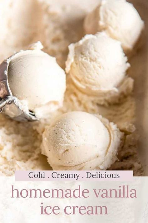 Easy Vanilla Ice Cream, Ice Cream No Eggs, No Egg Ice Cream Recipe, Homemade Vanilla Ice Cream Recipe, Best Vanilla Ice Cream, Homemade Ice Cream Cake, Vanilla Bean Paste, Vanilla Ice Cream Recipe, Ice Cream Mix