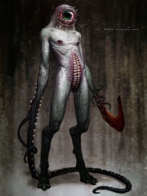 One-Eyed Monster by thienbao.deviantart.com on @deviantART: Resident Evil Monsters, Art Sinistre, Scary Things, Heroic Fantasy, Horror Monsters, Cool Monsters, Cosmic Horror, Fantasy Monster, Creature Feature