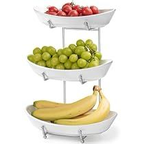 Basket For Fruit, Modern Kitchen Counters, Ceramic Serving Bowls, Basket For Kitchen, Tiered Fruit Basket, Serving Tray Set, Cupcake Stands, Fruit Baskets, Vegetable Storage