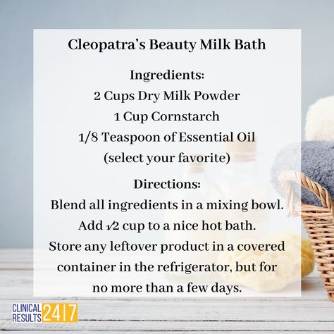 Want to know Cleopatra's secret for milk bath? Take a look at this recipe! Cleopatra Milk Bath Recipe, Cleopatra Bath Recipe, Cleopatra Bath, Cleopatra Beauty, Witchy Items, Milk Bath Recipe, Cleopatra Beauty Secrets, Bath Milk, Bath Stuff