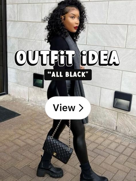 Lemon8 · ALL BLACK FALL OUTFITS INSPO · @AllThingsGirlsz Black Leather Pants Outfit Dressy Classy, All Black Outfits For Black Women, All Black Fashion Outfits, Lunch Date Outfit Ideas Casual, Outfits No Heels, Thigh High Boots Outfit Black Women, Black Outfits For Women Party, Leather Pants Outfit Dressy, Tan And Black Outfit