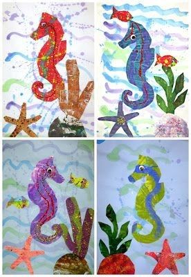 Seahorse Crafts, Eric Carle Art, Eric Carle Activities, Summer Art Projects, Seahorse Art, Toddler Art Projects, Ocean Crafts, Eric Carle, Seahorses