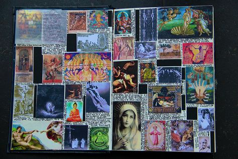 Sketchbook Pages: Religion visual brainstorm | Flickr - Photo Sharing! Visual Brainstorm Art, Art Sketchbook Moodboard, Moodboard Art Gcse, Moodboard Presentation, Artbook Layout, Sourcebook Ideas, Sketchbook Moodboard, Magazine Collages, Reflective Art