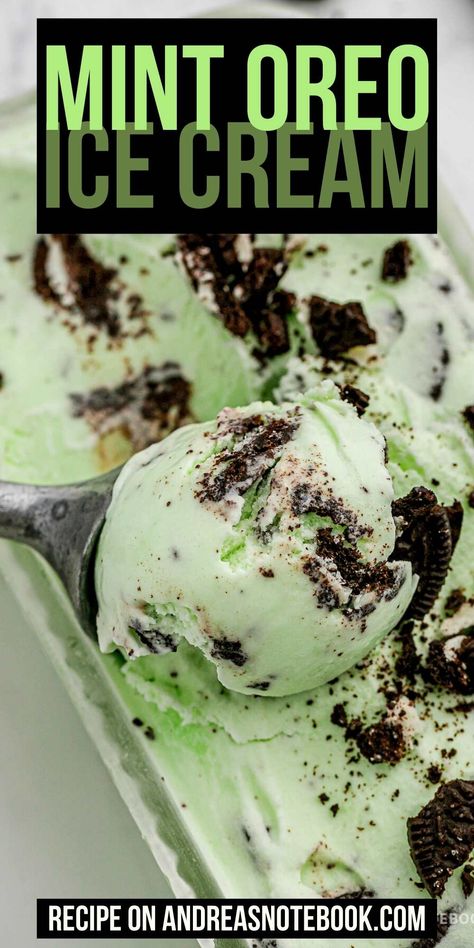 Mint Cookie Ice Cream, Spearmint Ice Cream, Ice Cream Maker Recipes No Eggs, Ninja Creami Mint Ice Cream, Homemade Mint Ice Cream, Mint Oreo Ice Cream, Fresh Mint Ice Cream, Oreo Cookie Ice Cream, Oreo Ice Cream Recipe