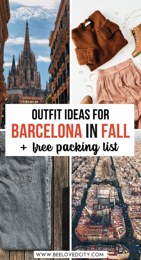 Planning your Barcelona packing list? Fall calls for chic layers, comfy shoes, and light jackets! From casual daytime looks to Halloween in Spain events, these Spain outfit ideas will have you covered. Don’t miss out on packing versatile pieces for Europe cruises and stylish Barcelona outfits for every occasion. Discover the perfect blend of comfort and style in your Spain travel outfits! #BarcelonaOutfits #SpainTravelStyle #WhatToWearInBarcelona Spain Walking Outfit, November Barcelona Outfits, Spain Packing List Fall, Spain Outfit Ideas November, Barcelona Spain Fall Outfit, Fall In Spain Outfits, Spain In December Outfits, What To Wear In Barcelona In November, Spain September Outfits