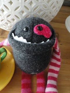 Sock Monster, Sock Doll, Sock Dolls, Monster Toys, Recycled Sweaters, Sock Toys, Recycled Sweater, Diy Socks, Sock Crafts