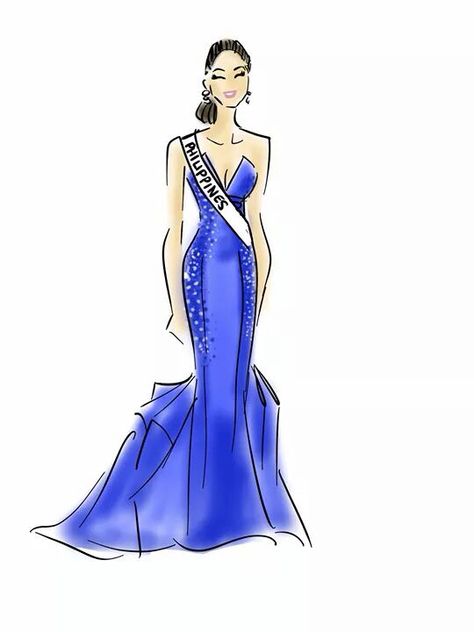 Miss Universe 2015 Evening Gown Sketch -Ms. Philippines Ms Universe, Gown Sketch, Miss Universe Dresses, Miss Universe Gowns, Miss Universe Philippines, Miss Universe 2015, Miss Philippines, Gown Drawing, Fashion Sketch